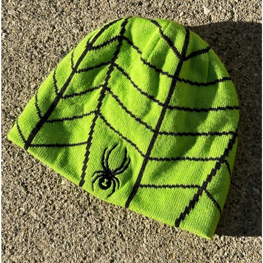 SPYDER spiderweb beanie lime green skull cap Fall 2014